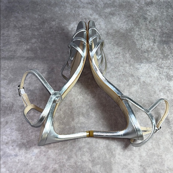 EUC Stuart Weitzman Starla 80 Silver‎ Strappy Heeled Sandals Sz 9 Leather Luxury - Picture 7 of 11